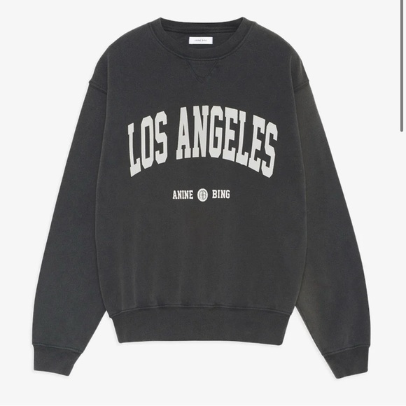 Anine Bing Ramona Los Angeles Sweatshirt in Washed Black VARIOUS SIZES - Picture 3 of 10